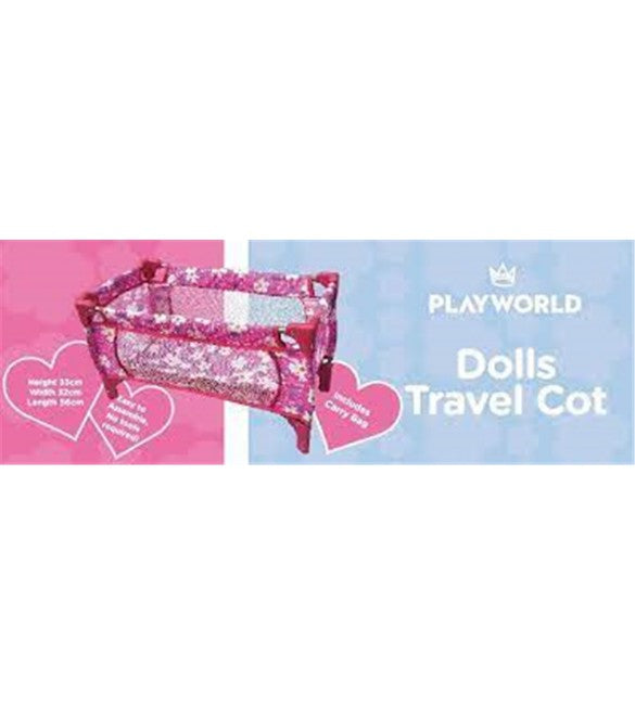 PLAYWORLD DOLL TRAVEL COT PINK - Toyworld Frankston