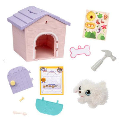 LITTLE LIVE PETS - PUPPY'S HOME MINIS LONG HAIR DESIGN PINK ROOF - Toyworld Frankston