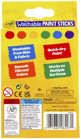 CRAYOLA WASHABLE PAINT STICKS 6PK - Toyworld Frankston