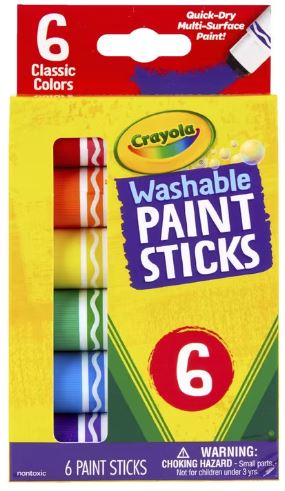 CRAYOLA WASHABLE PAINT STICKS 6PK - Toyworld Frankston