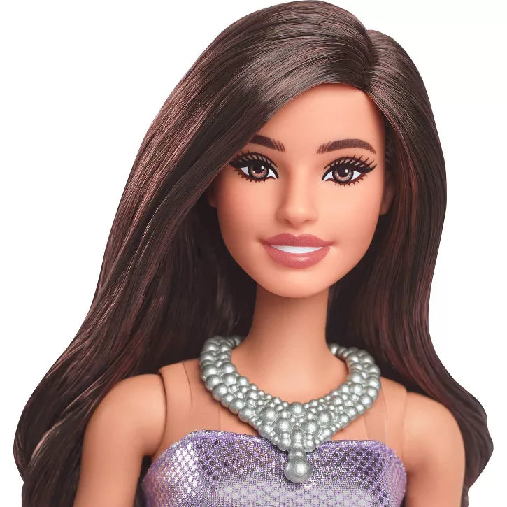 BARBIE FASHION DOLL - #234 BROWN HAIR SEQUIN DRESS