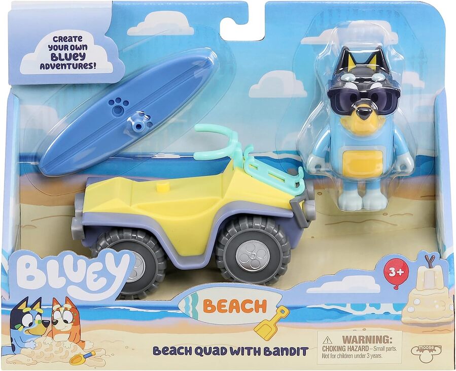 BLUEY -  BEACH - BEACH QUAD WITH BANDIT - Toyworld Frankston