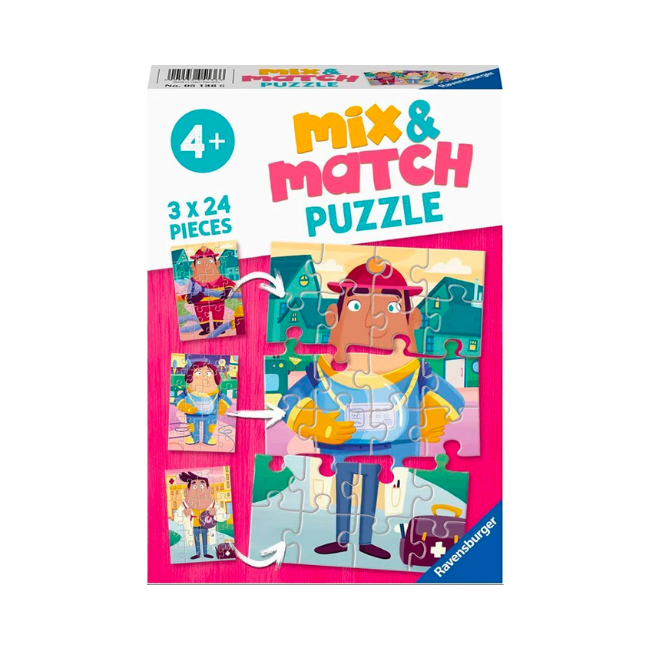 RAVENSBURGER 051366 -JOB SWAP MIX & MATCH 3x24 PIECE PUZZLE - Toyworld Frankston
