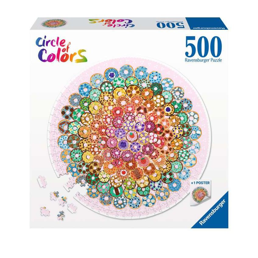 RAVENSBURGER 173464 - CIRCLE OF COLOURS- DONUTS 500 PIECE PUZZLE - Toyworld Frankston