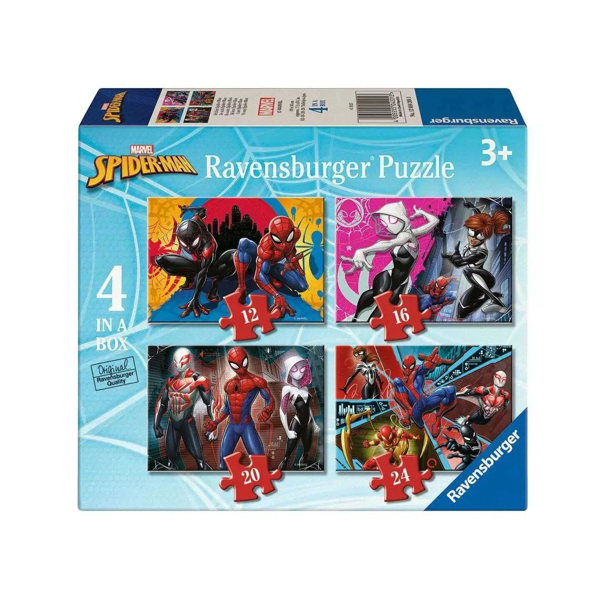 RAVENSBURGER - MARVEL SPIDERMAN 4 IN 1 12/16/20/24PC PUZZLE - Toyworld Frankston