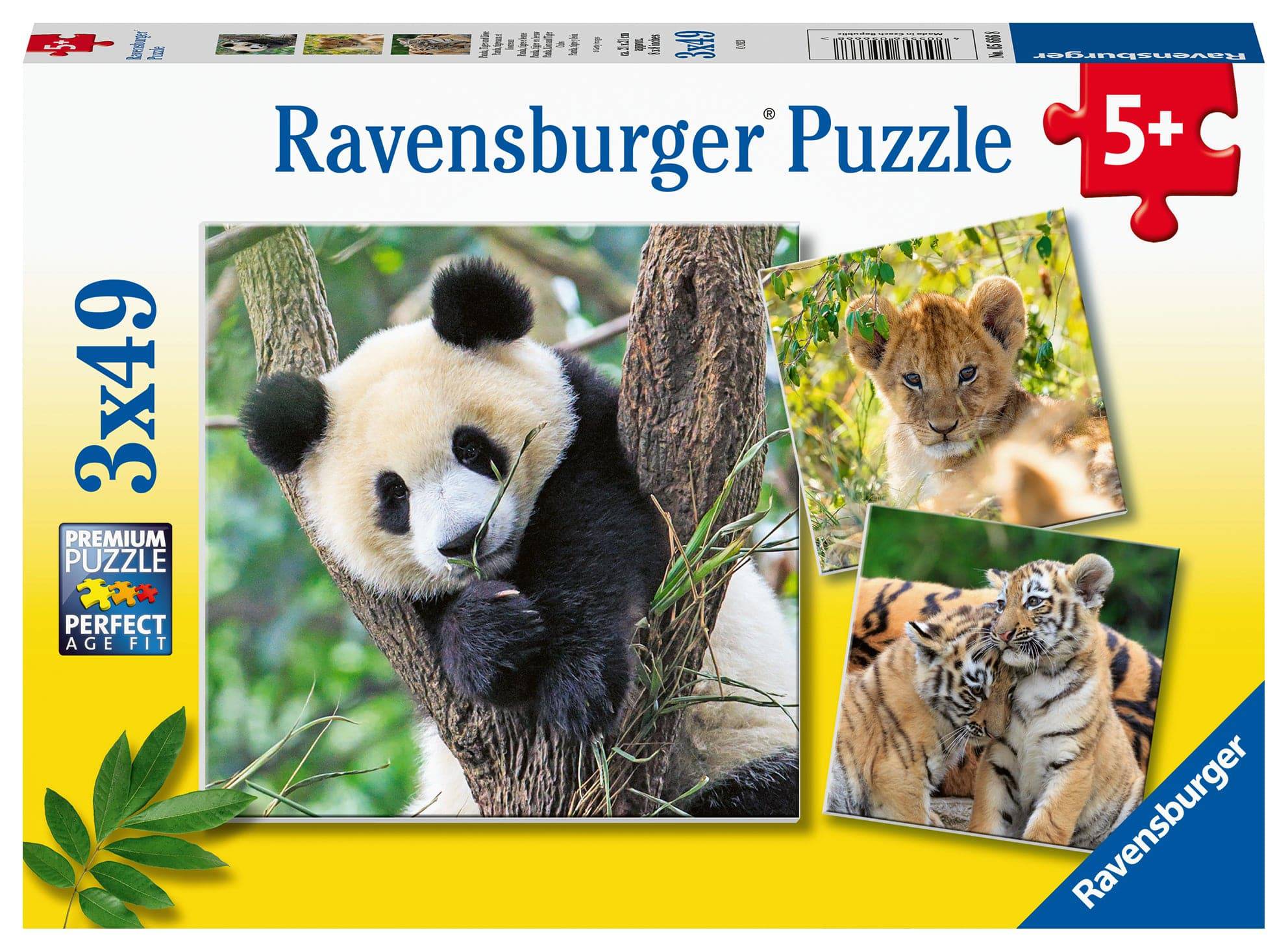 RAVENSBURGER PUZZLE - PANDA, LION AND TIGER CUBS 3X49 PIECE