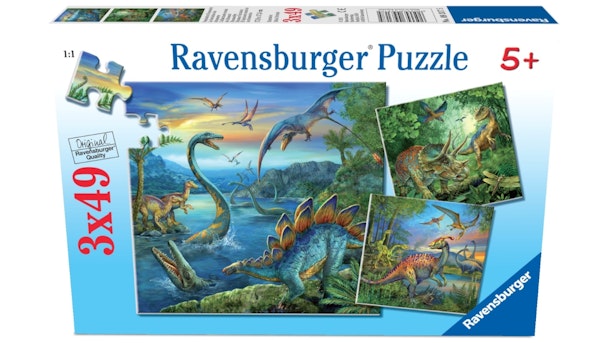RAVENSBURGER - DINOSAUR 3 X 49 PIECE PUZZLE - Toyworld Frankston