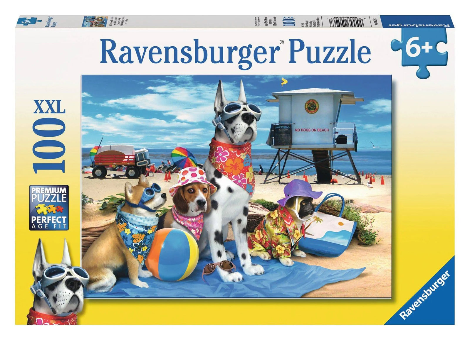RAVENSBURGER PUZZLE - NO DOGS ON THE BEACH PUZZLE 100 PIECE XXL - Toyworld Frankston