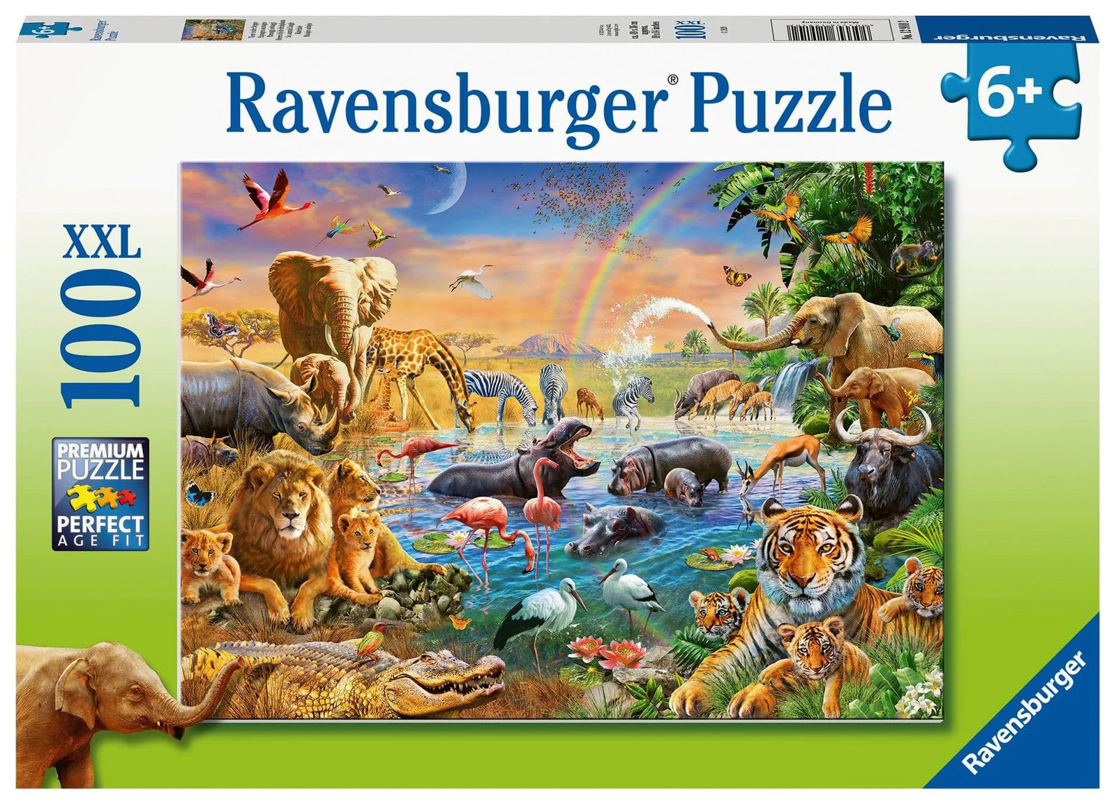 RAVENSBURGER PUZZLE - SAVANNAH JUNGLE WATERHOLE 100 PIECE XXL - Toyworld Frankston