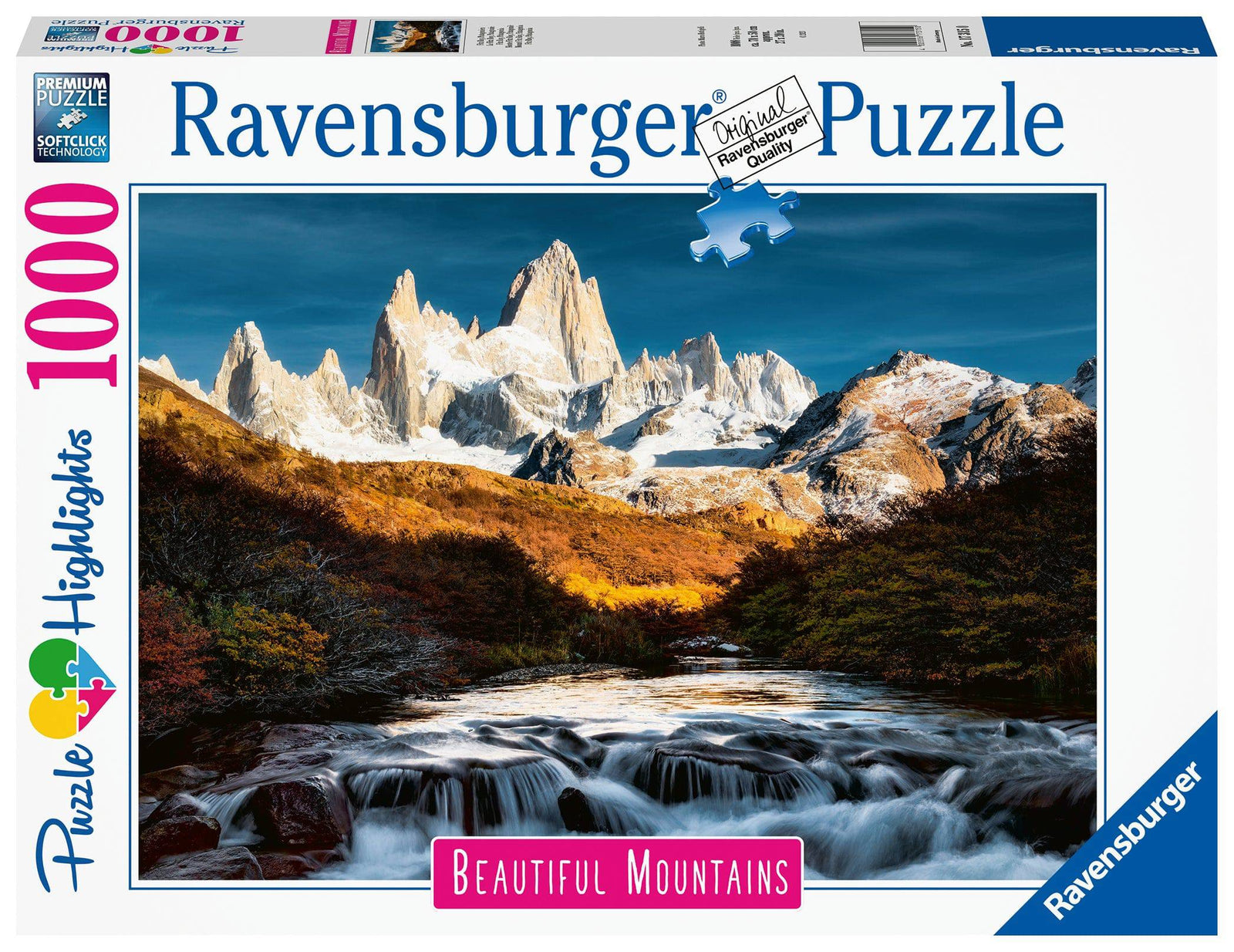 RAVENSBURGER PUZZLE - MOUNT FITZ ROY, PATAGONIA 1000 PIECE - BEAUTIFUL MOUNTAINS COLLECTION - Toyworld Frankston