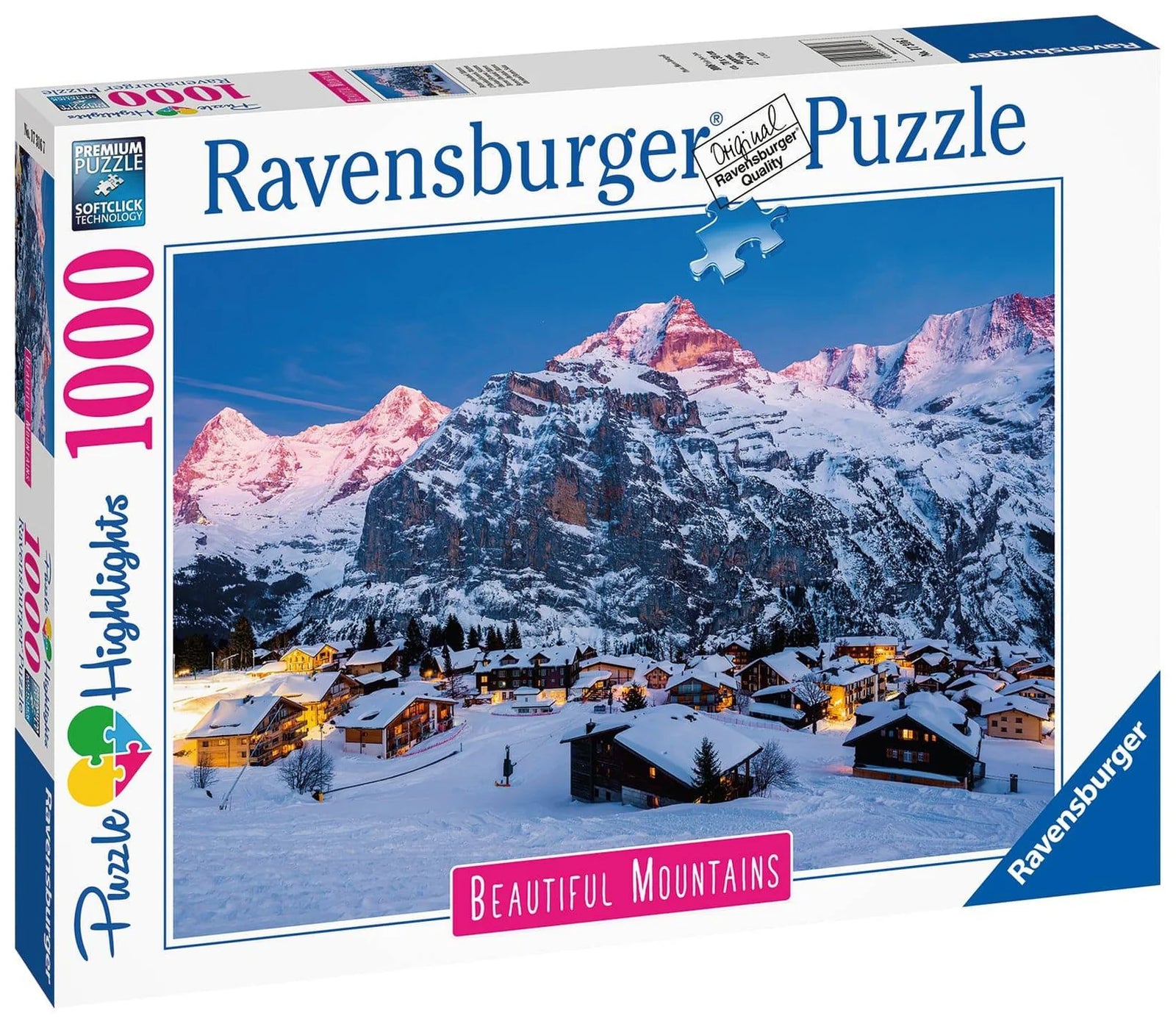 RAVENSBURGER PUZZLE - BERNESE OBERLAND , MURREN 1000 PIECE - BEAUTIFUL MOUNTAINS COLLECTION - Toyworld Frankston
