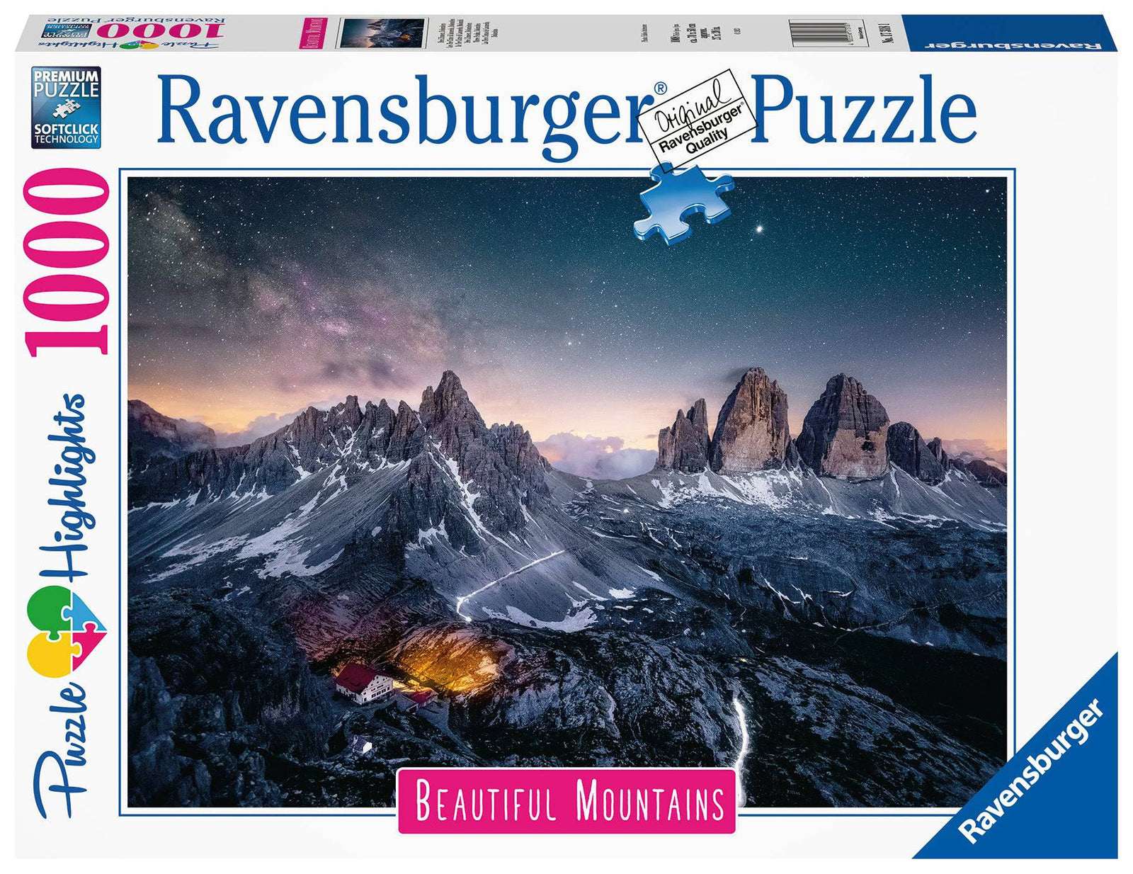 RAVENSBURGER - BEAUTIFUL MOUNTAINS - THREE PEAKS DOLOMITES 1000PC PUZZLE - Toyworld Frankston