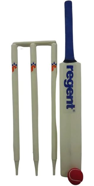 REGENT WOODEN CRICKET SET - STUMPS BALL & BAT IN CARRY BAG SIZE 5 - Toyworld Frankston