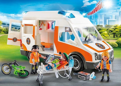 PLAYMOBIL AMBULANCE WITH FLASHING LIGHTS - Toyworld Frankston