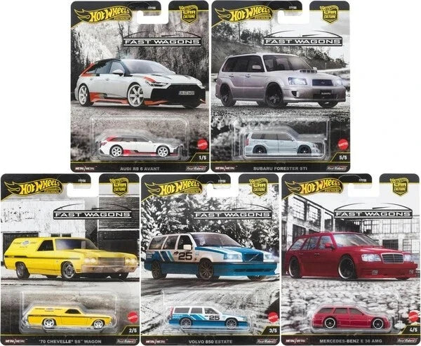 HOT WHEELS CAR CULTURE FAST WAGONS - COMPLETE SET OF 5 - Toyworld Frankston