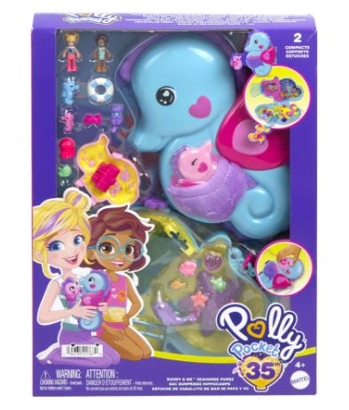 POLLY POCKET - DADDY AND ME - SEAHORSE PURSE COMPACT - Toyworld Frankston
