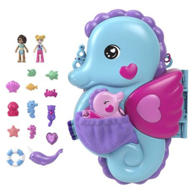 POLLY POCKET - DADDY AND ME - SEAHORSE PURSE COMPACT - Toyworld Frankston