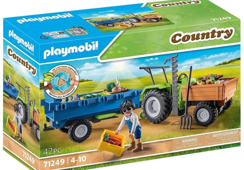 PLAYMOBIL 71249 TRACTOR WITH TRAILER - Toyworld Frankston