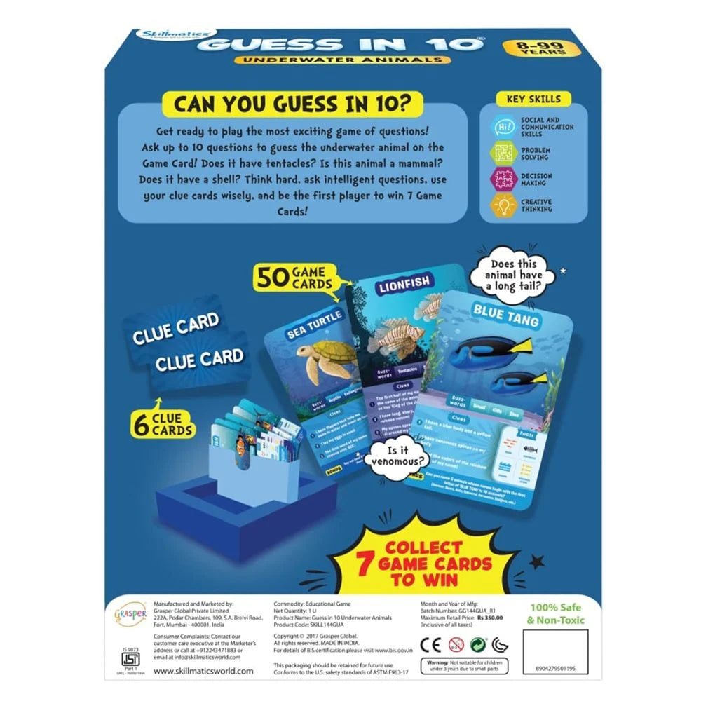 SKILLMATICS CARD GAME : GUESS IN 10 UNDERWATER ANIMALS - Toyworld Frankston