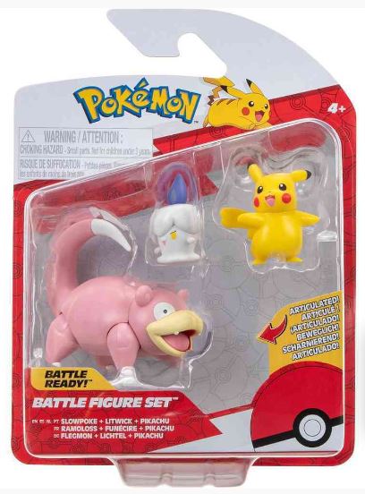 POKEMON BATTLE FIGURE FIGS ASST SLOWPOKE, LITWICK, PICACHU - Toyworld Frankston