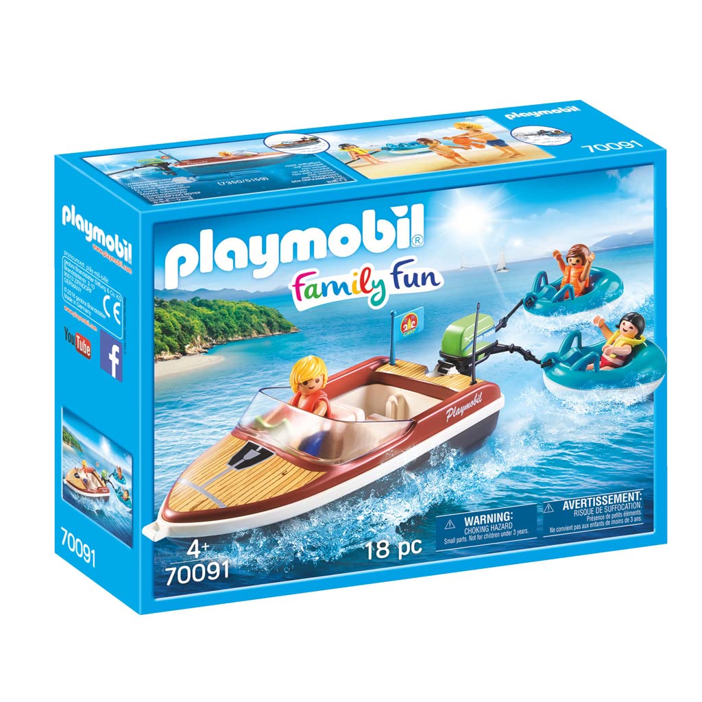 PLAYMOBIL SPEEDBOAT WITH TUBE RIDERS - Toyworld Frankston
