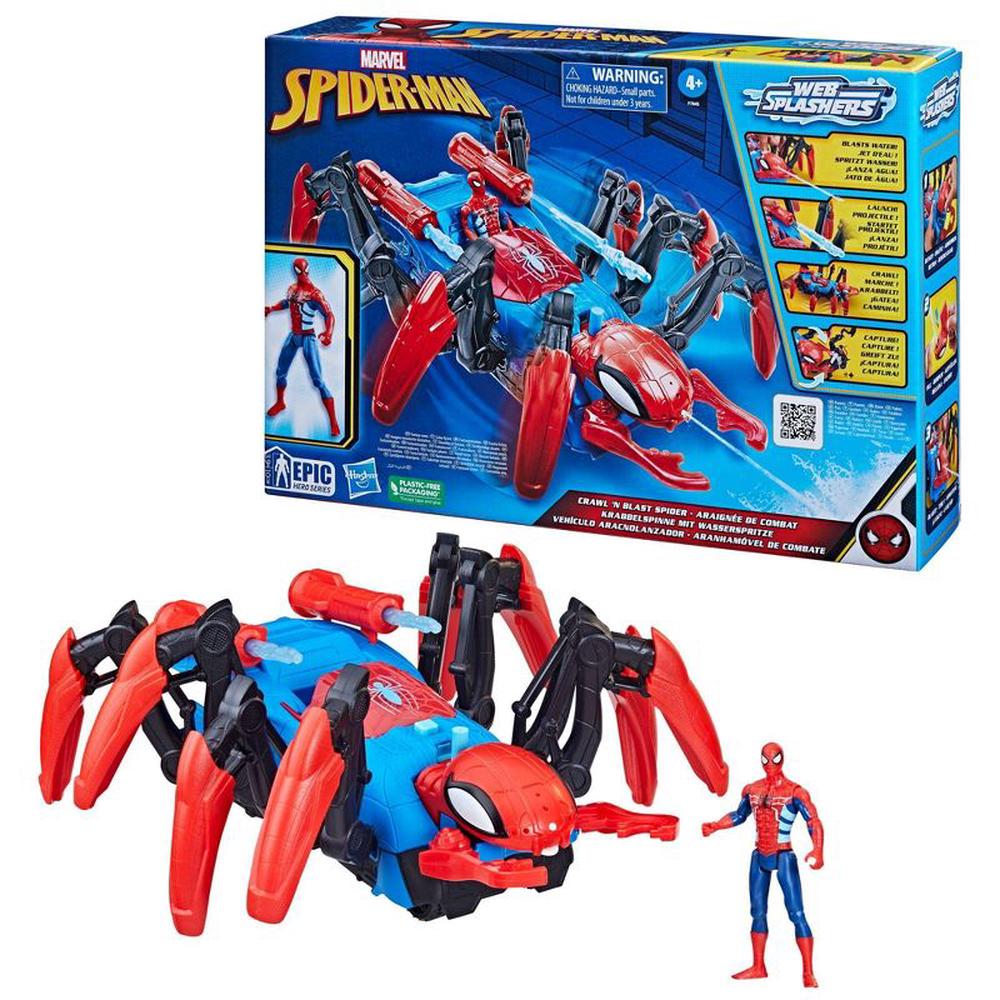 SPIDERMAN - WEB SPLASHERS - CRAWL N BLAST SPIDER - Toyworld Frankston