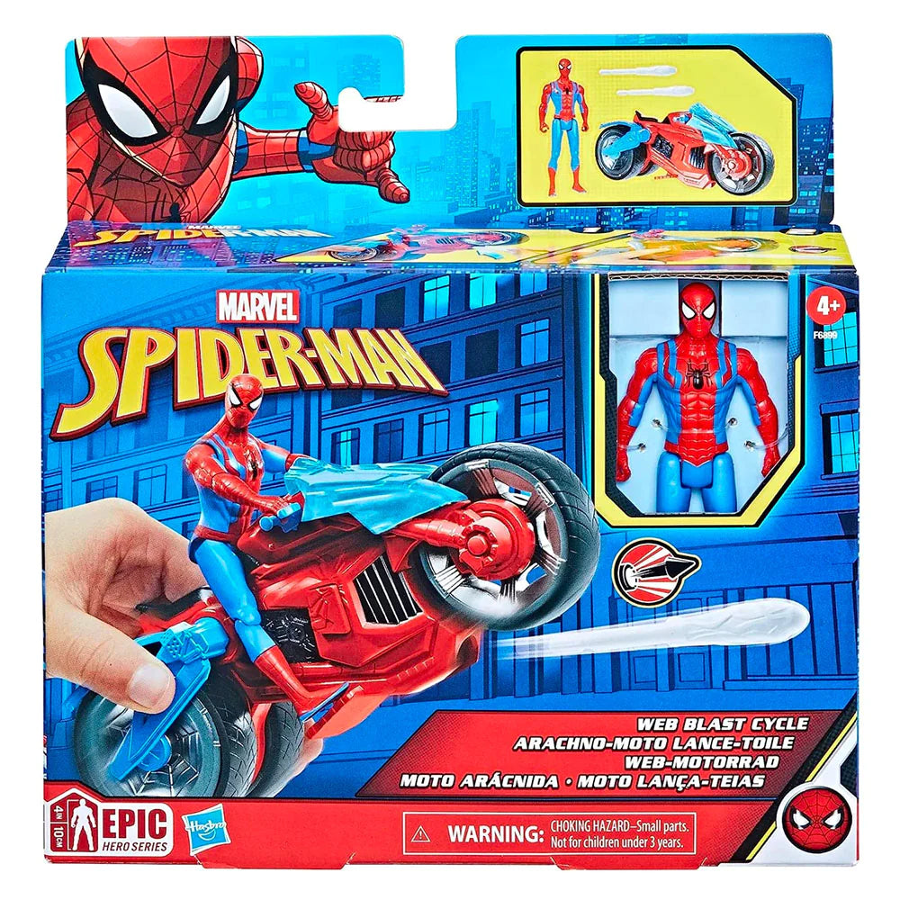 SPIDERMAN 4IN FIGURE WEB BLAST CYCLE - Toyworld Frankston