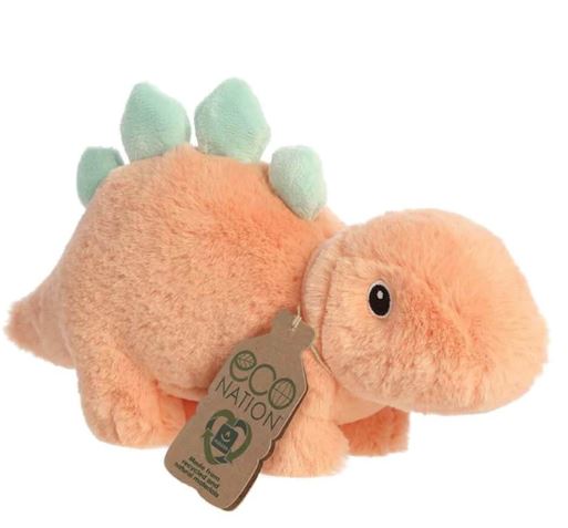 ECO NATION STEGGY THE PINK AND GREEN STEGOSAURUS SOFT TOY - Toyworld Frankston
