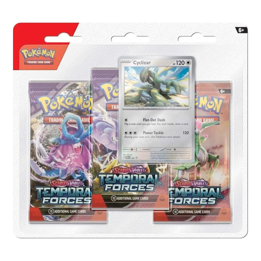 POKEMON TCG SCARLET AND VIOLET TEMPORAL FORCES - THREE PACK BLISTERS - Toyworld Frankston