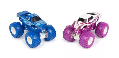 MONSTER JAM - 1:64 DIESCAST TRUCKS 2PK- BLUE THUNDER V FULL CHARGE - Toyworld Frankston