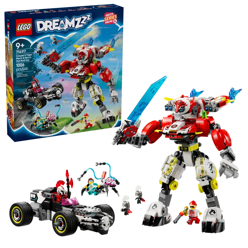 LEGO DREAMZZZ 71497 COOPER'S TIGER MECH AND ZERO'S HOT ROD CAR - Toyworld Frankston