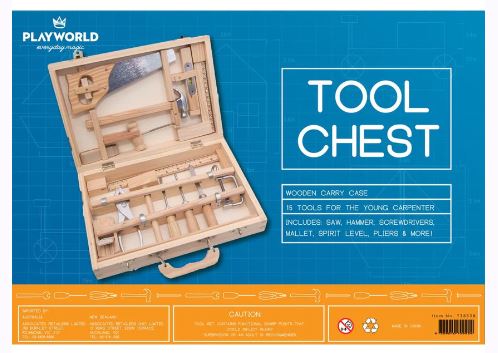 TOOL SET IN WOODEN BOX 15PC - Toyworld Frankston