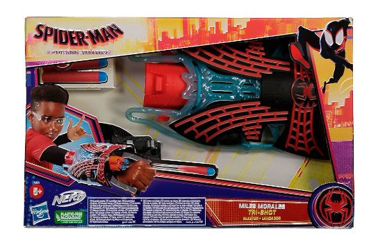 SPIDERMAN ACROSS THE SPIDERVERSE - MILES MORALES TRI-SHOT NERF - Toyworld Frankston