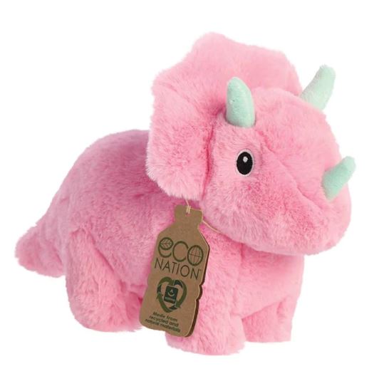 ECO NATION TRIX THE PINK AND GREEN TRICERATOPS SOFT TOY - Toyworld Frankston
