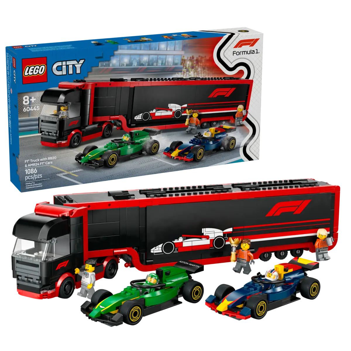 LEGO 60445 CITY - F1 TRUCK WITH RB20 AND AMR24 F1 CARS - Toyworld Frankston