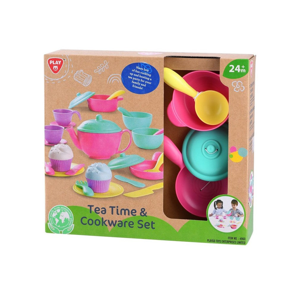 PLAYGO - BIO SUSTAINABLE - TEA TIME AND COOKWARE SET - Toyworld Frankston