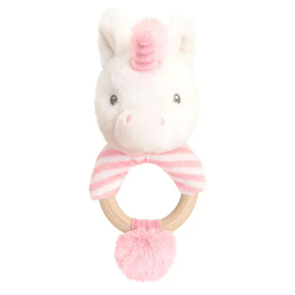 KEELECO BABY RING RATTLE - PINK UNICORN - Toyworld Frankston