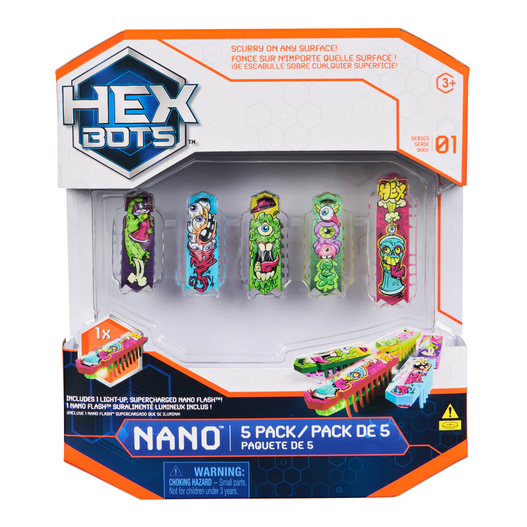 HEX BOTS - NANO FLASH 5 PACK - Toyworld Frankston