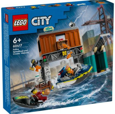 LEGO 60417 - CITY - POLICE SPEEDBOAT AND CROOKS HIDEOUT - Toyworld Frankston