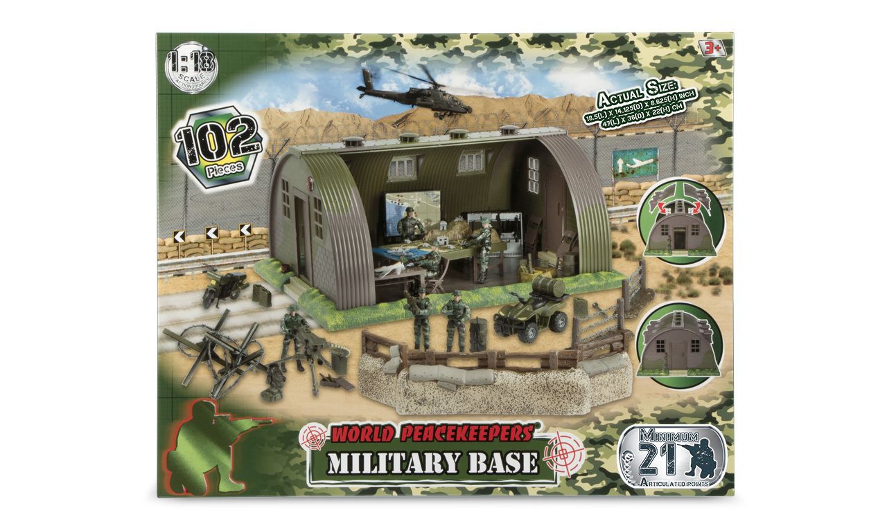 WORLD PEACEKEEPERS MILITARY BASE PLAYSET 102 PIECES - Toyworld Frankston