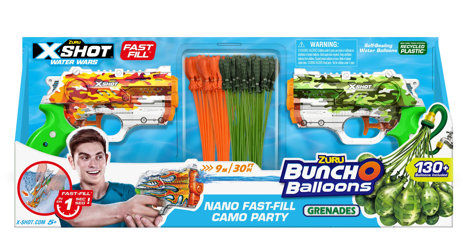 XSHOT WATER WARS - NANO FAST FILL CAMO PARTY VERSUS PACK - Toyworld Frankston