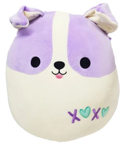 SQUISHMALLOWS - 12 INCH VALENTINE'S HEART ASSORTMENT B - RHEYA THE PURPLE CORGI - Toyworld Frankston