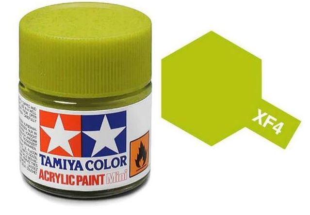 TAMIYA ACRYLIC PAINT MINI XF-4 YELLOW GREEN - Toyworld Frankston