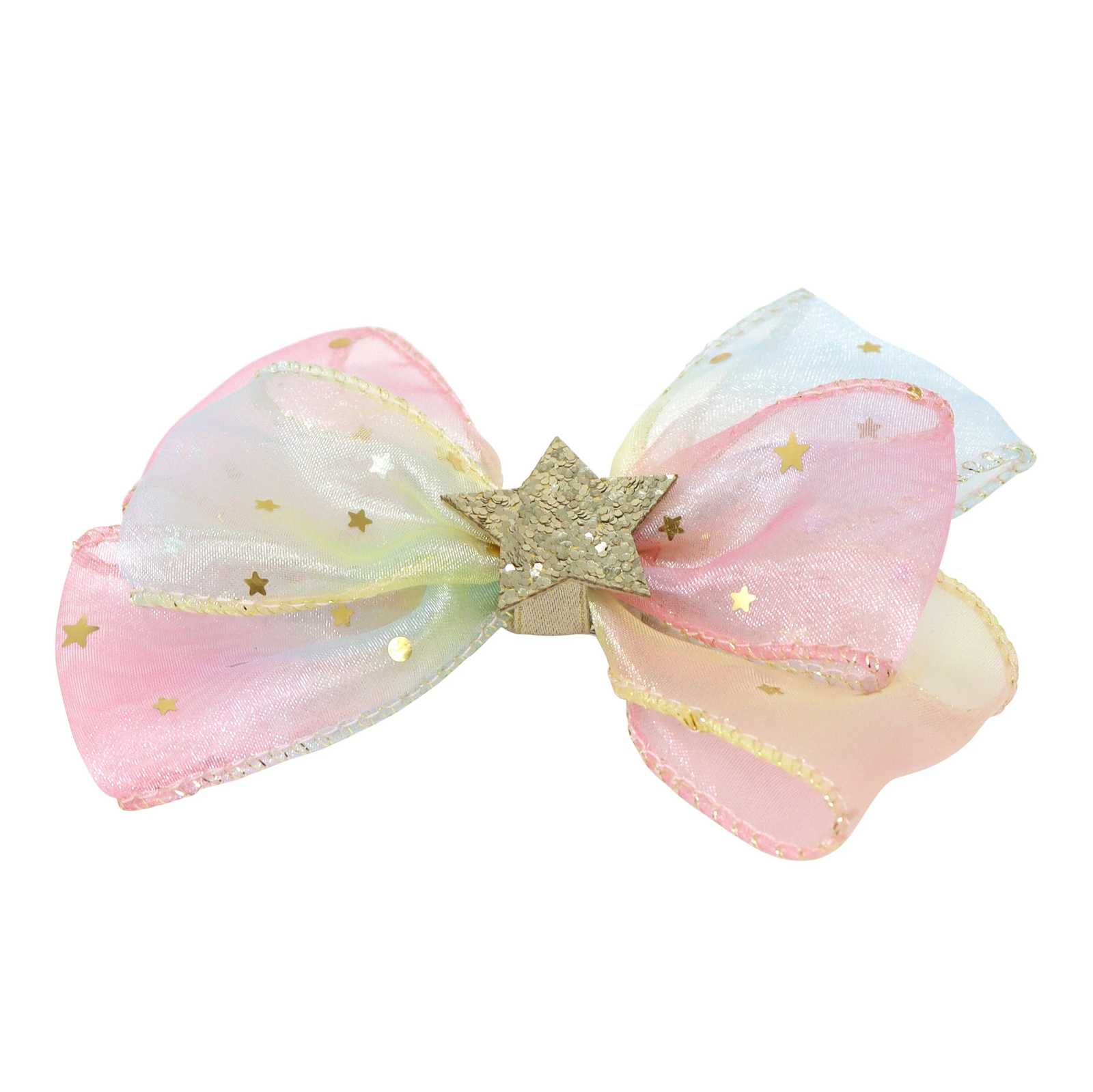 ORGANZA BOW HAIRCLIP WITH STAR AND MOON SEQUINS - Toyworld Frankston