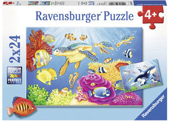 RAVENSBURGER VIBRANCE UNDER THE SEA 2X24PC PUZZLE - Toyworld Frankston