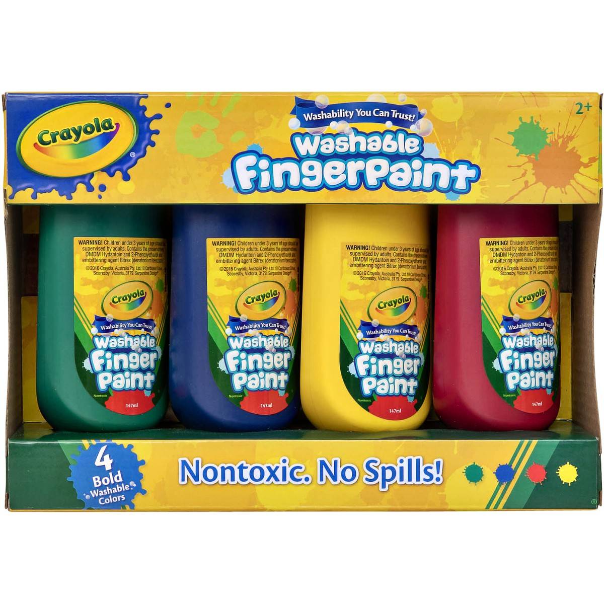 CRAYOLA WASHABLE FINGERPAINTS 4 BOTTLES - Toyworld Frankston