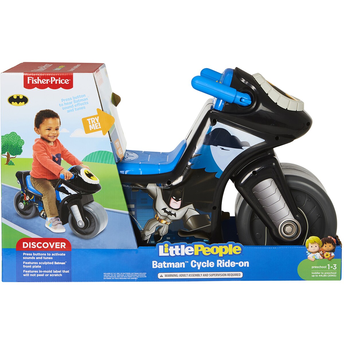 FISHER PRICE LITTLE PEOPLE BATMAN CYCLE RIDE ON - Toyworld Frankston