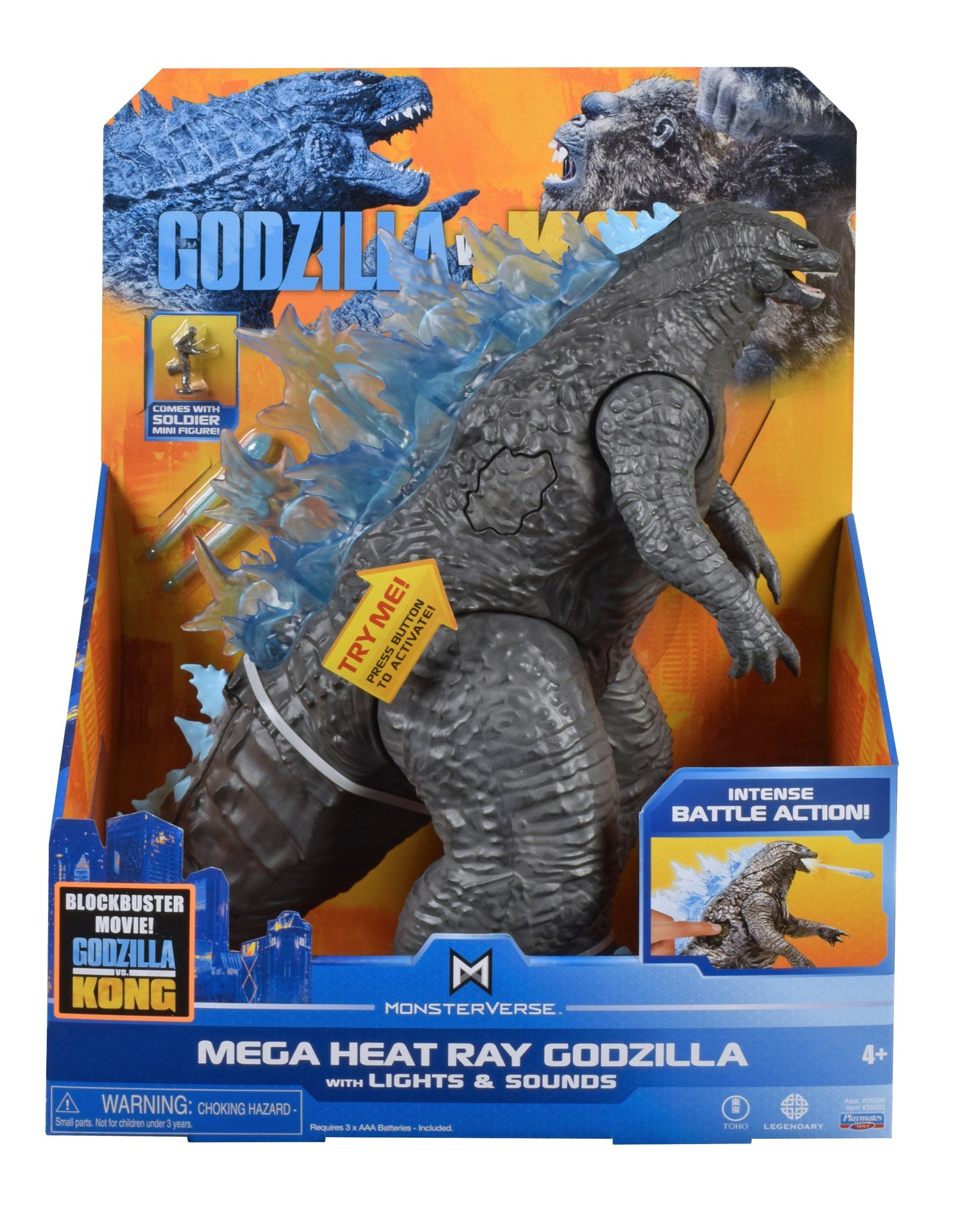 GODZILLA VS KONG 13 INCH GIANT GOD ASSORTED MEGA HEAT RAY GODZILLA WITH LIGHTS AND SOUNDS - Toyworld Frankston