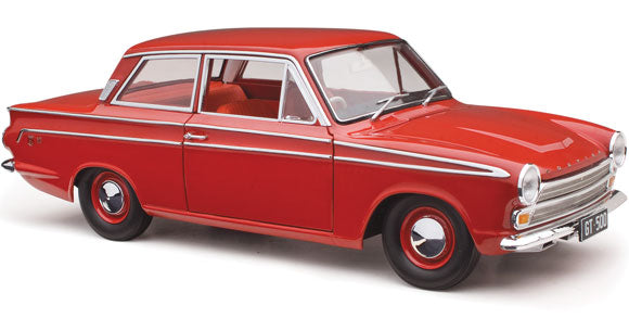 CLASSIC CARLECTABLES 1:18 FORD CORTINA GT 500 RED STAIN - Toyworld Frankston