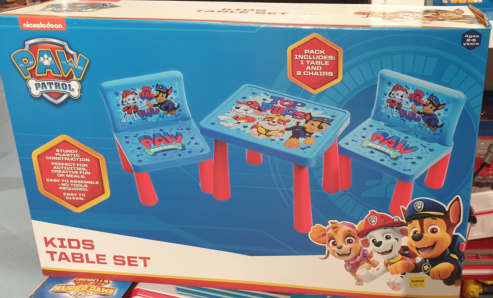 PAW PATROL PLASTIC TABLE & 2 CHAIRS - Toyworld Frankston